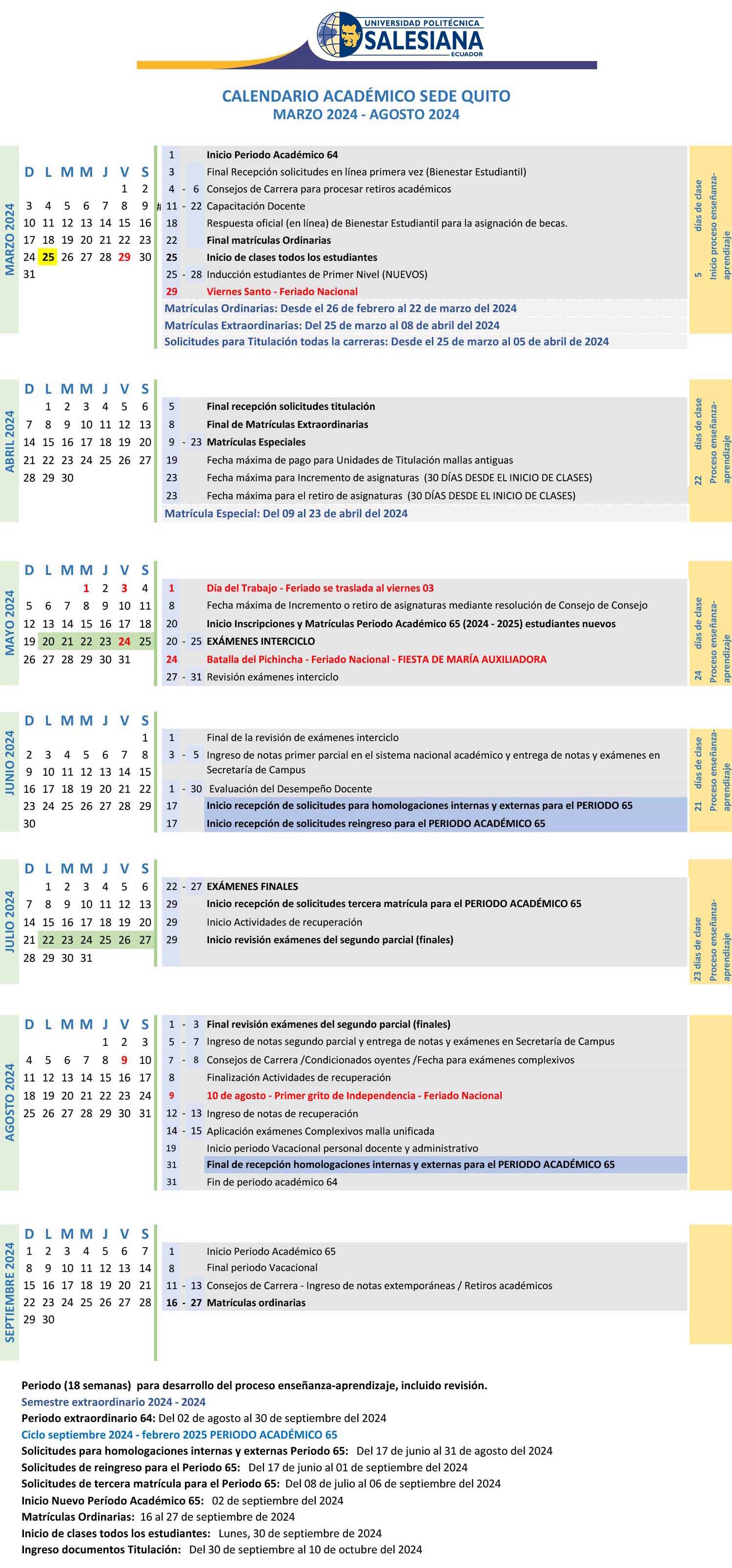 Calendario Académico Sede Quito